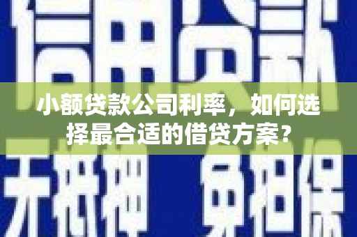 印江小额贷款公司利率，如何选择最合适的借贷方案？
